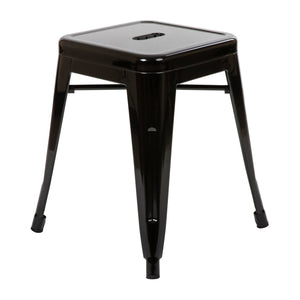 English Elm Kai Set of 4 Stackable Metal Stools for Dining, Kitchen, and Commercial Spaces - Durable & Stylish Black ET-BT3503-18-BLK-GG