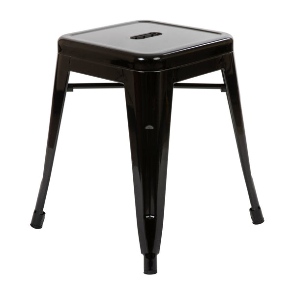 English Elm Kai Set of 4 Stackable Metal Stools for Dining, Kitchen, and Commercial Spaces - Durable & Stylish Black ET-BT3503-18-BLK-GG