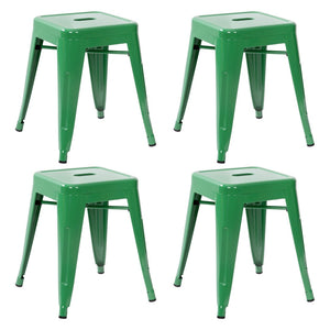 English Elm Kai Set of 4 Stackable Metal Stools for Dining, Kitchen, and Commercial Spaces - Durable & Stylish Green ET-BT3503-18-GN-GG