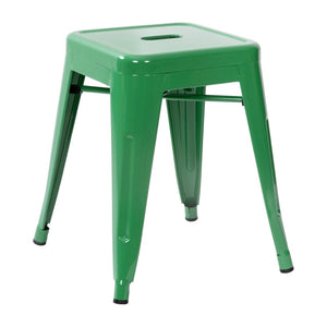 English Elm Kai Set of 4 Stackable Metal Stools for Dining, Kitchen, and Commercial Spaces - Durable & Stylish Green ET-BT3503-18-GN-GG