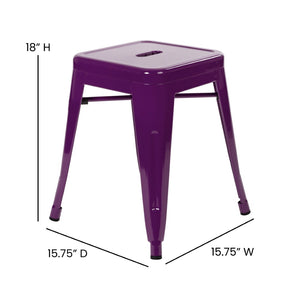English Elm Kai Set of 4 Stackable Metal Stools for Dining, Kitchen, and Commercial Spaces - Durable & Stylish Purple ET-BT3503-18-PR-GG