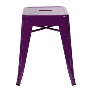 English Elm Kai Set of 4 Stackable Metal Stools for Dining, Kitchen, and Commercial Spaces - Durable & Stylish Purple ET-BT3503-18-PR-GG
