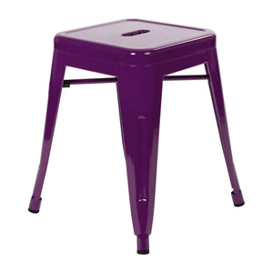English Elm Kai Set of 4 Stackable Metal Stools for Dining, Kitchen, and Commercial Spaces - Durable & Stylish Purple ET-BT3503-18-PR-GG