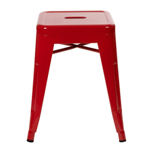 English Elm Kai Set of 4 Stackable Metal Stools for Dining, Kitchen, and Commercial Spaces - Durable & Stylish Red ET-BT3503-18-RED-GG