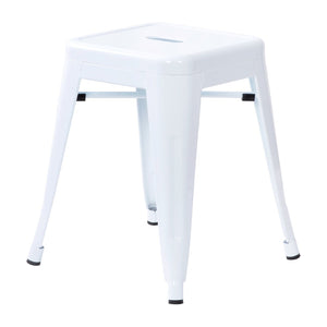English Elm Kai Set of 4 Stackable Metal Stools for Dining, Kitchen, and Commercial Spaces - Durable & Stylish White ET-BT3503-18-WH-GG