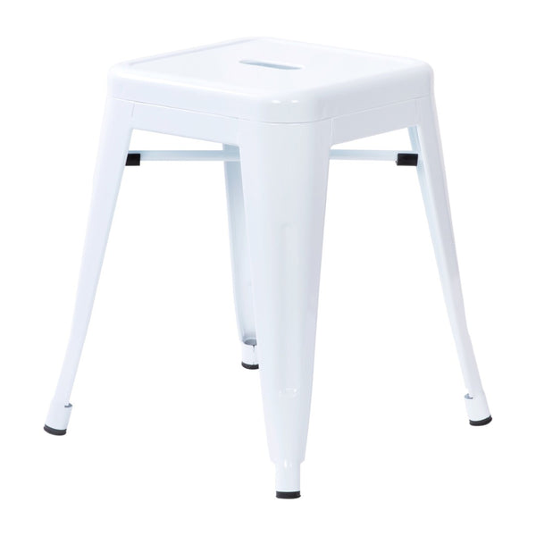 English Elm Kai Set of 4 Stackable Metal Stools for Dining, Kitchen, and Commercial Spaces - Durable & Stylish White ET-BT3503-18-WH-GG