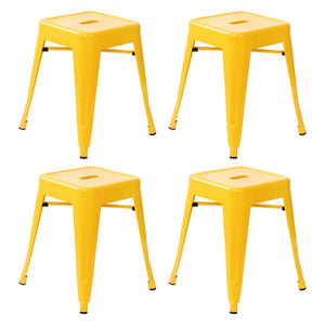 English Elm Kai Set of 4 Stackable Metal Stools for Dining, Kitchen, and Commercial Spaces - Durable & Stylish Yellow ET-BT3503-18-YL-GG