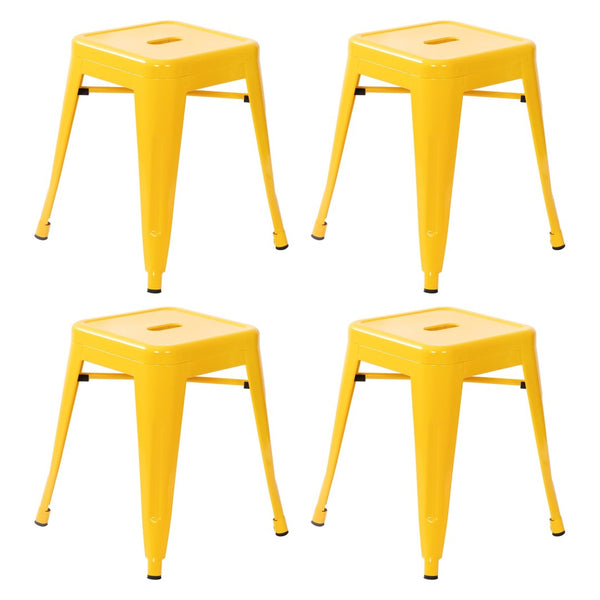 English Elm Kai Set of 4 Stackable Metal Stools for Dining, Kitchen, and Commercial Spaces - Durable & Stylish Yellow ET-BT3503-18-YL-GG