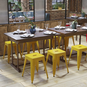 English Elm Kai Set of 4 Stackable Metal Stools for Dining, Kitchen, and Commercial Spaces - Durable & Stylish Yellow ET-BT3503-18-YL-GG