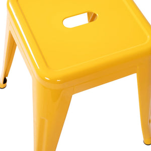 English Elm Kai Set of 4 Stackable Metal Stools for Dining, Kitchen, and Commercial Spaces - Durable & Stylish Yellow ET-BT3503-18-YL-GG