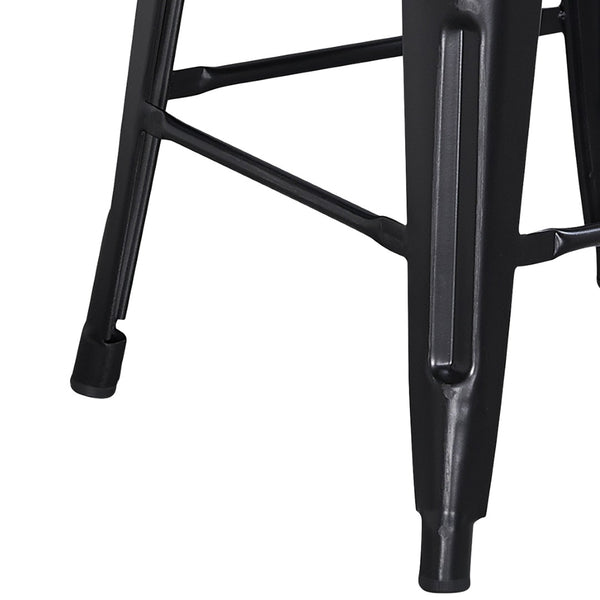 English Elm Kai Commercial Grade 24" Backless Metal Counter Stool for Indoor-Outdoor Use, Durable & Stylish Design Black ET-BT3503-24-BK-GG