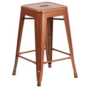 English Elm Kai Commercial Grade 24" Backless Indoor-Outdoor Counter Stool for Modern, Durable Seating Solutions Copper ET-BT3503-24-POC-GG
