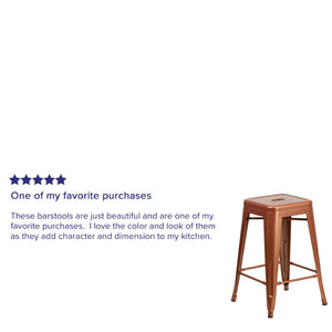 English Elm Kai Commercial Grade 24" Backless Indoor-Outdoor Counter Stool for Modern, Durable Seating Solutions Copper ET-BT3503-24-POC-GG