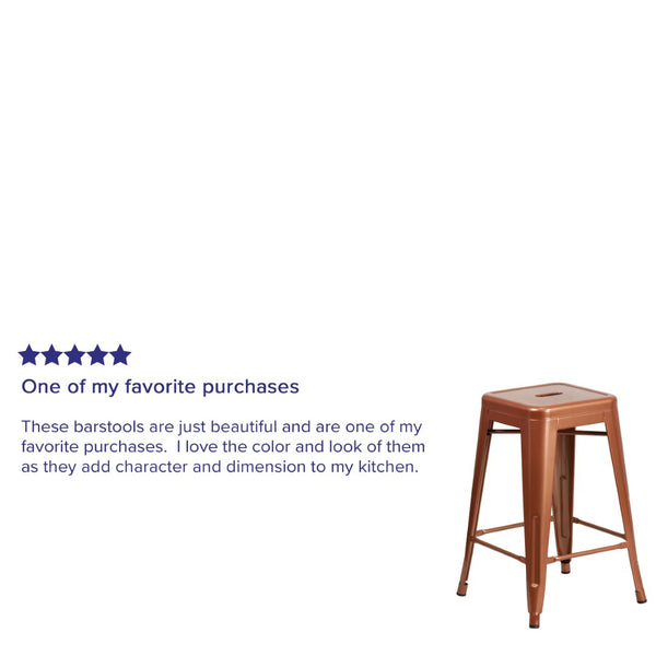 English Elm Kai Commercial Grade 24" Backless Indoor-Outdoor Counter Stool for Modern, Durable Seating Solutions Copper ET-BT3503-24-POC-GG