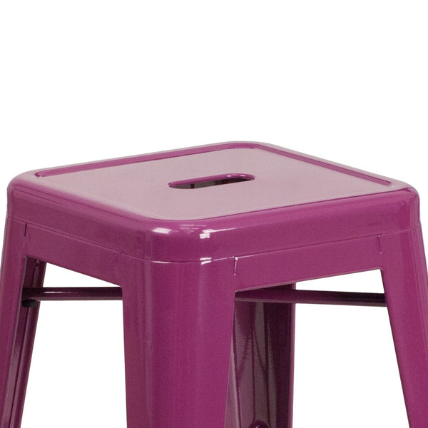English Elm Kai Commercial Grade 24" Backless Indoor-Outdoor Counter Stool for Modern, Durable Seating Solutions Purple ET-BT3503-24-PUR-GG