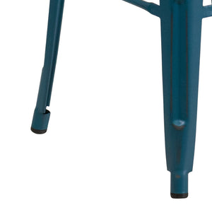 English Elm Kai High Backless Metal Barstool - Stylish Indoor-Outdoor Seating with Stackable Design & Durability Antique Blue ET-BT3503-30-AB-GG