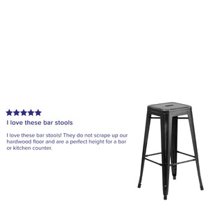 English Elm Kai High Backless Metal Barstool - Stylish Indoor-Outdoor Seating with Stackable Design & Durability Black ET-BT3503-30-BK-GG