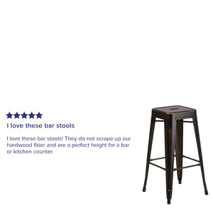 English Elm Kai High Backless Metal Barstool - Stylish Indoor-Outdoor Seating with Stackable Design & Durability Copper ET-BT3503-30-COP-GG