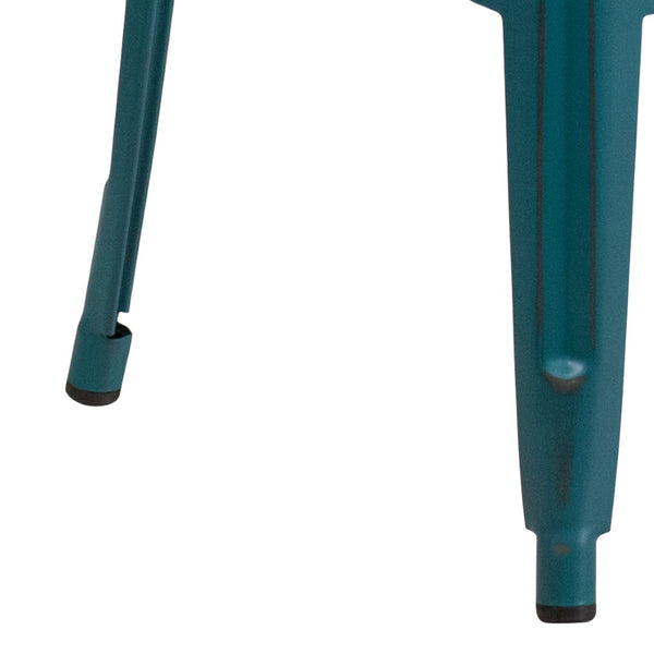 English Elm Kai High Backless Metal Barstool - Stylish Indoor-Outdoor Seating with Stackable Design & Durability Kelly Blue-Teal ET-BT3503-30-KB-GG