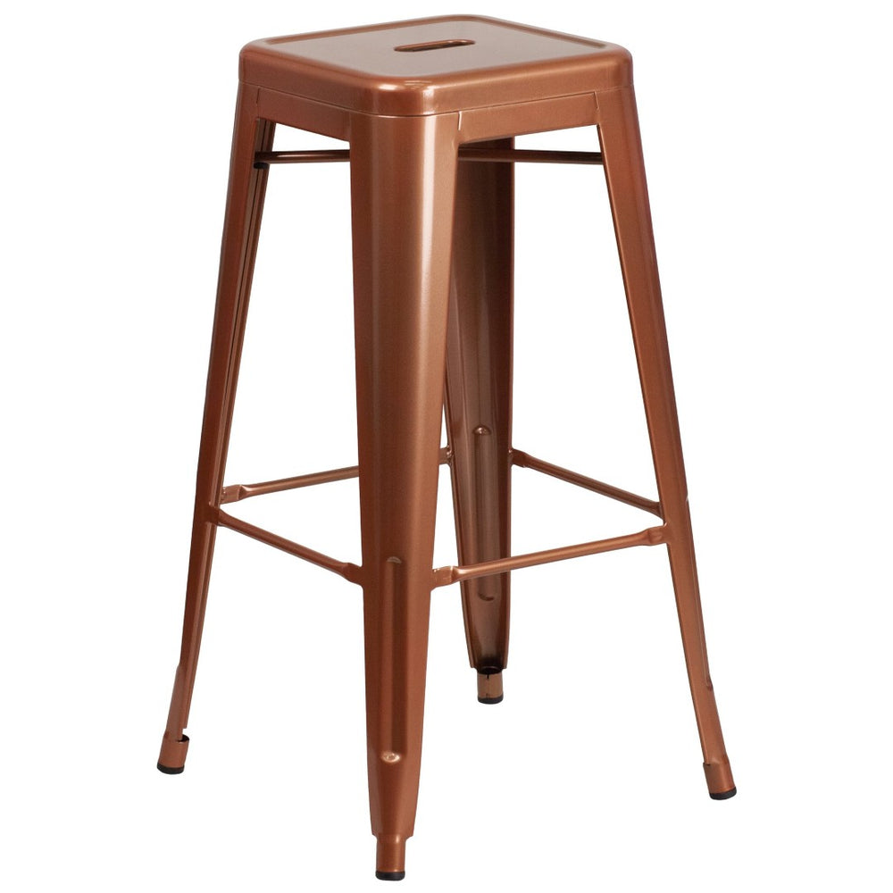 English Elm Kai Commercial-Grade 30" Backless Barstool - Stylish, Stackable Seating for Indoor and Outdoor Use Copper ET-BT3503-30-POC-GG