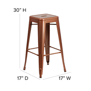 English Elm Kai Commercial-Grade 30" Backless Barstool - Stylish, Stackable Seating for Indoor and Outdoor Use Copper ET-BT3503-30-POC-GG