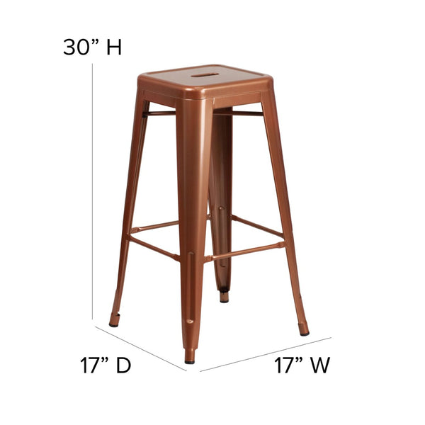 English Elm Kai Commercial-Grade 30" Backless Barstool - Stylish, Stackable Seating for Indoor and Outdoor Use Copper ET-BT3503-30-POC-GG