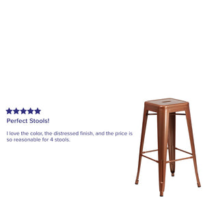 English Elm Kai Commercial-Grade 30" Backless Barstool - Stylish, Stackable Seating for Indoor and Outdoor Use Copper ET-BT3503-30-POC-GG