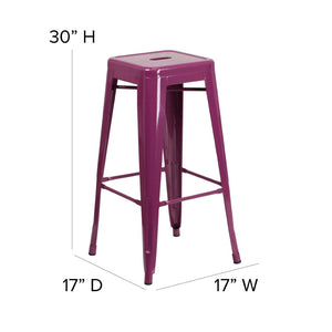 English Elm Kai Commercial-Grade 30" Backless Barstool - Stylish, Stackable Seating for Indoor and Outdoor Use Purple ET-BT3503-30-PUR-GG