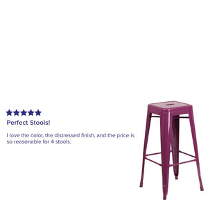 English Elm Kai Commercial-Grade 30" Backless Barstool - Stylish, Stackable Seating for Indoor and Outdoor Use Purple ET-BT3503-30-PUR-GG