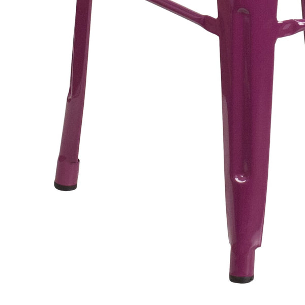 English Elm Kai Commercial-Grade 30" Backless Barstool - Stylish, Stackable Seating for Indoor and Outdoor Use Purple ET-BT3503-30-PUR-GG
