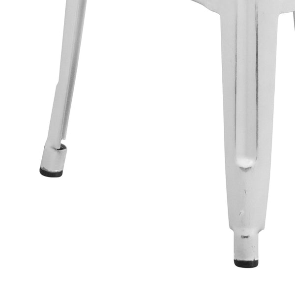 English Elm Kai High Backless Metal Barstool - Stylish Indoor-Outdoor Seating with Stackable Design & Durability White ET-BT3503-30-WH-GG