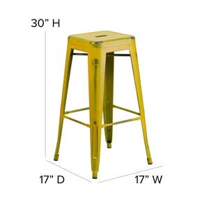 English Elm Kai High Backless Metal Barstool - Stylish Indoor-Outdoor Seating with Stackable Design & Durability Yellow ET-BT3503-30-YL-GG
