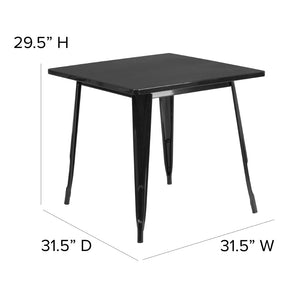 English Elm Felix Commercial-Grade Square Metal Table for Indoor-Outdoor Use – Perfect for Cafes and Patios Black 31.5" Square ET-CT002-1-BK-GG