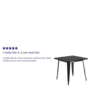 English Elm Felix Commercial-Grade Square Metal Table for Indoor-Outdoor Use – Perfect for Cafes and Patios Black 31.5" Square ET-CT002-1-BK-GG