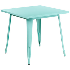 English Elm Felix Commercial-Grade Square Metal Table for Indoor-Outdoor Use – Perfect for Cafes and Patios Mint Green 31.5" Square ET-CT002-1-MINT-GG
