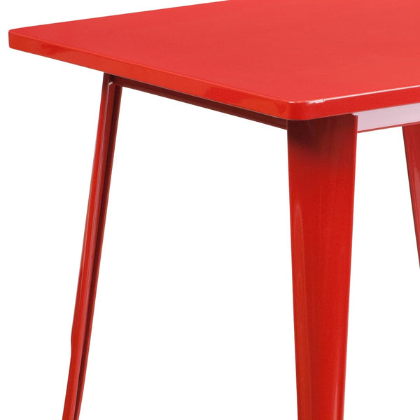 English Elm Felix Commercial-Grade Square Metal Table for Indoor-Outdoor Use – Perfect for Cafes and Patios Red 31.5" Square ET-CT002-1-RED-GG