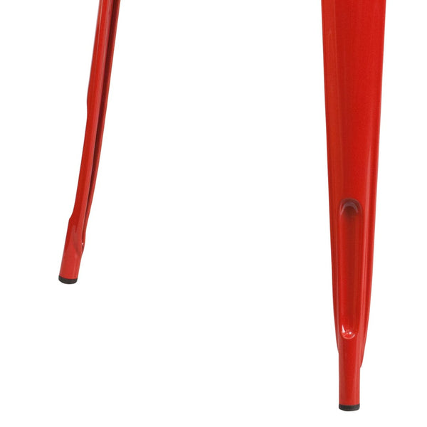 English Elm Felix Commercial-Grade Square Metal Table for Indoor-Outdoor Use – Perfect for Cafes and Patios Red 31.5" Square ET-CT002-1-RED-GG