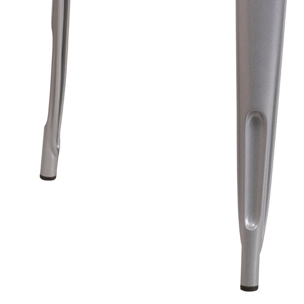 English Elm Felix Commercial-Grade Square Metal Table for Indoor-Outdoor Use – Perfect for Cafes and Patios Silver 31.5" Square ET-CT002-1-SIL-GG