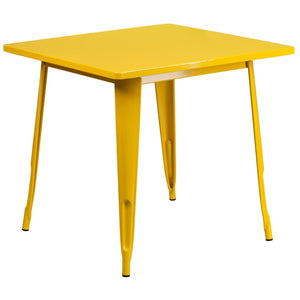 English Elm Felix Commercial-Grade Square Metal Table for Indoor-Outdoor Use – Perfect for Cafes and Patios Yellow 31.5" Square ET-CT002-1-YL-GG