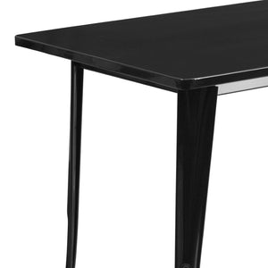 English Elm Charis Commercial-Grade Rectangular Metal Table for Indoor and Outdoor Dining - Durable Design, Seats Six Black 31.5"W x 63"L ET-CT005-BK-GG