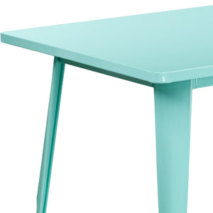 English Elm Charis Commercial-Grade Rectangular Metal Table for Indoor and Outdoor Dining - Durable Design, Seats Six Mint Green 31.5"W x 63"L ET-CT005-MINT-GG