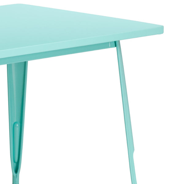 English Elm Charis Commercial-Grade Rectangular Metal Table for Indoor and Outdoor Dining - Durable Design, Seats Six Mint Green 31.5"W x 63"L ET-CT005-MINT-GG