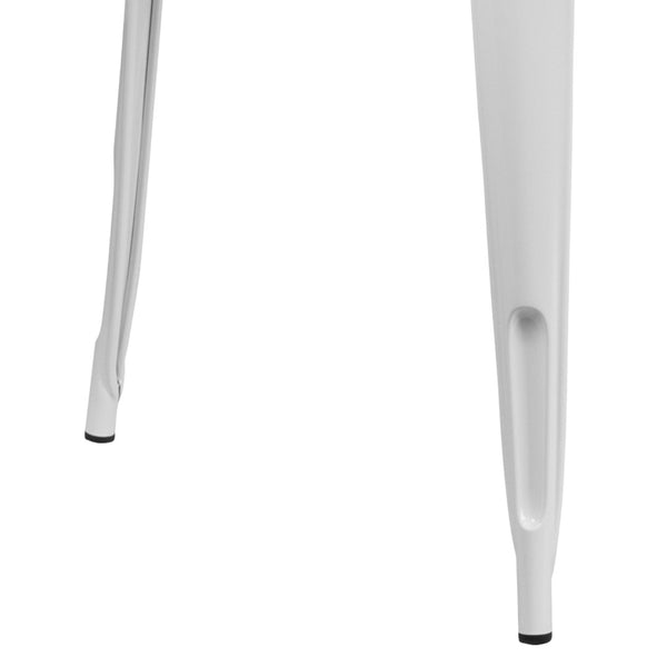 English Elm Charis Commercial-Grade Rectangular Metal Table for Indoor and Outdoor Dining - Durable Design, Seats Six White 31.5"W x 63"L ET-CT005-WH-GG