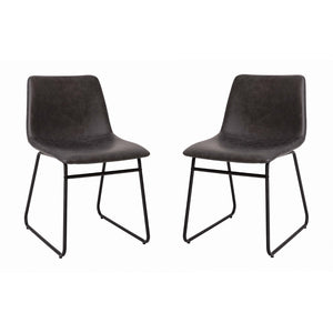 English Elm Butler Mid-Century Modern Dining Chairs Set of 2 - Elegant, Durable, Easy Assembly & Comfort Design Gray LeatherSoft/Black Frame 18" High ET-ER18345-18-GY-BK-GG