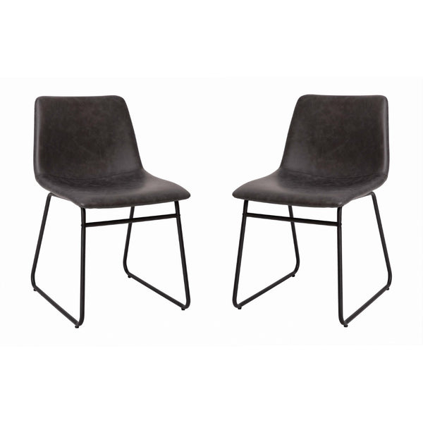 English Elm Butler Mid-Century Modern Dining Chairs Set of 2 - Elegant, Durable, Easy Assembly & Comfort Design Gray LeatherSoft/Black Frame 18" High ET-ER18345-18-GY-BK-GG