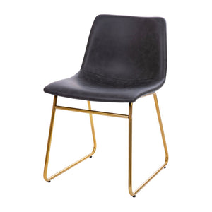 English Elm Butler Mid-Century Modern Dining Chairs Set of 2 - Elegant, Durable, Easy Assembly & Comfort Design Gray LeatherSoft/Gold Frame 18" High ET-ER18345-18-GY-GG