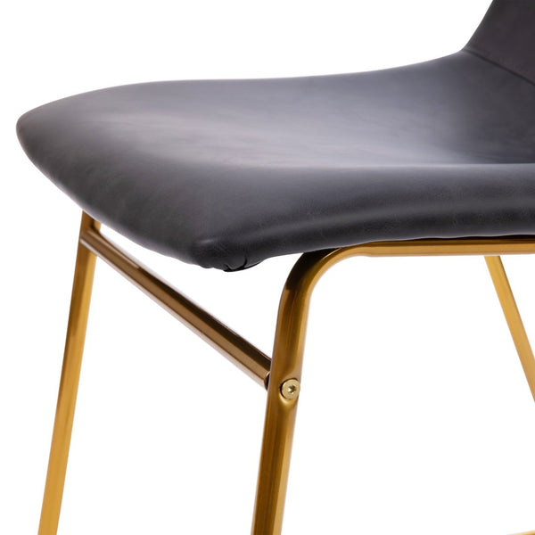 English Elm Butler Mid-Century Modern Dining Chairs Set of 2 - Elegant, Durable, Easy Assembly & Comfort Design Gray LeatherSoft/Gold Frame 18" High ET-ER18345-18-GY-GG