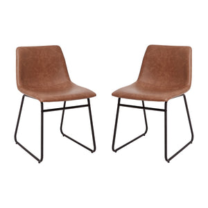 English Elm Butler Mid-Century Modern Dining Chairs Set of 2 - Elegant, Durable, Easy Assembly & Comfort Design Light Brown LeatherSoft/Black Frame 18" High ET-ER18345-18-LB-BK-GG