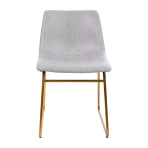 English Elm Butler Mid-Century Modern Dining Chairs Set of 2 - Elegant, Durable, Easy Assembly & Comfort Design Light Gray LeatherSoft/Gold Frame 18" High ET-ER18345-18-LG-GG