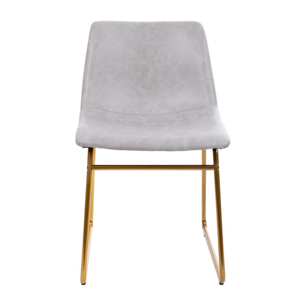 English Elm Butler Mid-Century Modern Dining Chairs Set of 2 - Elegant, Durable, Easy Assembly & Comfort Design Light Gray LeatherSoft/Gold Frame 18" High ET-ER18345-18-LG-GG